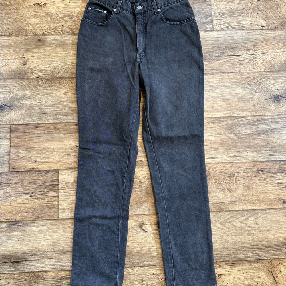 Vintage 90s Faded Black High Waisted Slim Leg Jeans - Picture 3 of 8